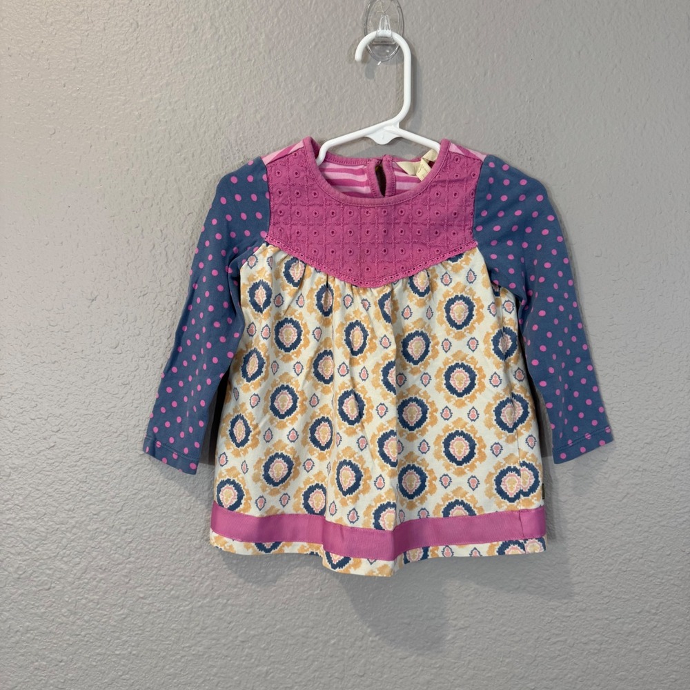 Matilda Jane Never Grow Old Size 2 Pink Mixed Print Polka Dot Eyelet Tunic